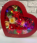 Подарункове "Серце з квітами з мила" LED/ мильні квіти/ квіти з мила в серці, фото 5