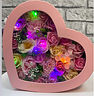 Подарункове "Серце з квітами з мила" LED/ мильні квіти/ квіти з мила в серці, фото 4
