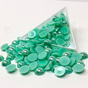 Напівбусини перламутрові 10 мм, 10 гр/уп колір - бірюзовий з АВ покриттям - А22