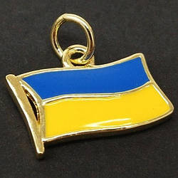 Підвіска "Прапор України" 12х16 мм, колір золото (гіппоалергенний сплав)