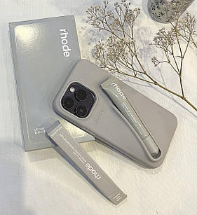 Комплект чохол rhode з коробкою и блиском на iPhone 15 pro max в сіром кольорі RHODE LIP CASE GREY COLOR