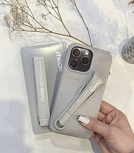 КОМПЛЕКТ чохол сірий rhode з блиском для губ на iPhone 13 pro