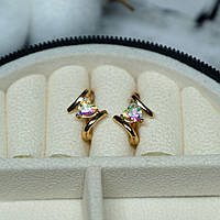 Сережки Xuping Jewelry Серце з бензиновим цирконом з медичного сплаву 13х10 мм XC-1921