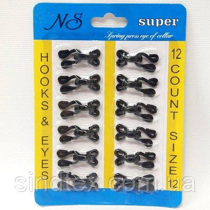 Чорний гачок # 12, покритий тканиною для одягу, шиття, фото 1