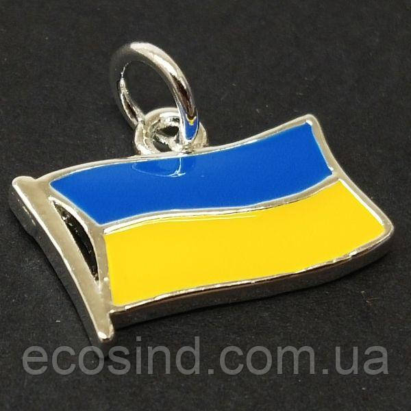 Підвіска "Прапор України" 12х16 мм, колір срібло (гіппоалергенний сплав)