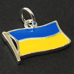 Підвіска "Прапор України" 12х16 мм, колір срібло (гіппоалергенний сплав)