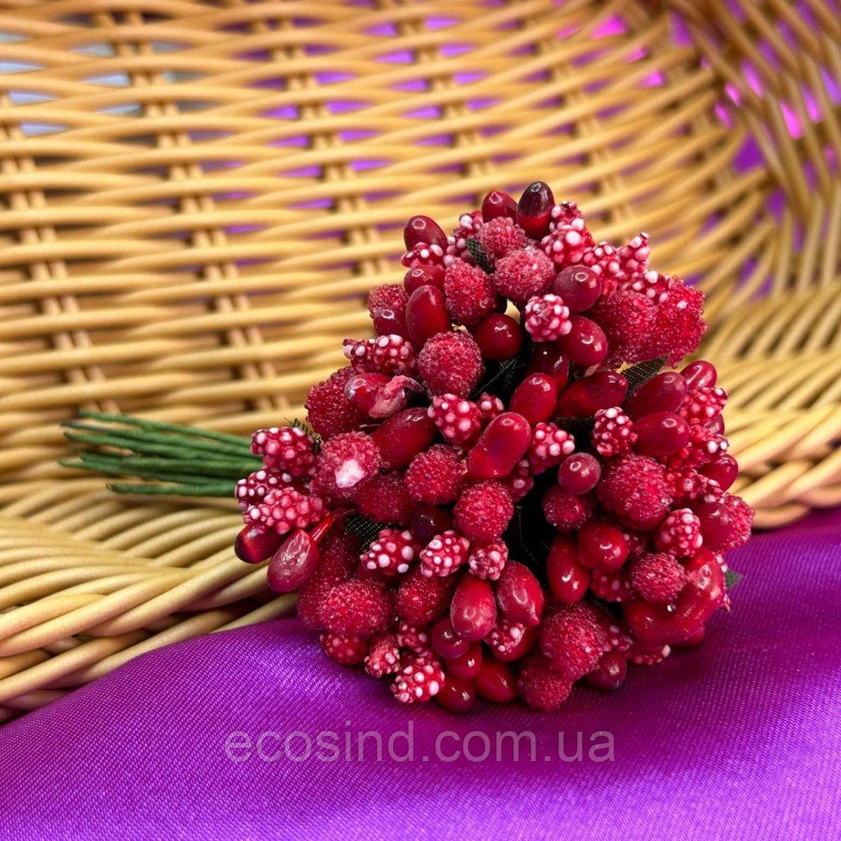 Набір тичинок на гілочках 8,5 см - червоний, фото 1