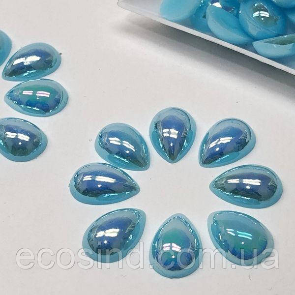 Напівбусина крапля колір-01 з покриттям АВ 10х14мм, 20 шт/уп, фото 1