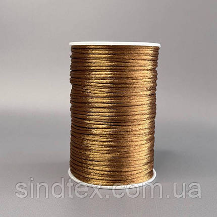 Шнур корсетний (сатиновий, шовковий) 2мм, 100 ярдів, капучино темний, фото 3