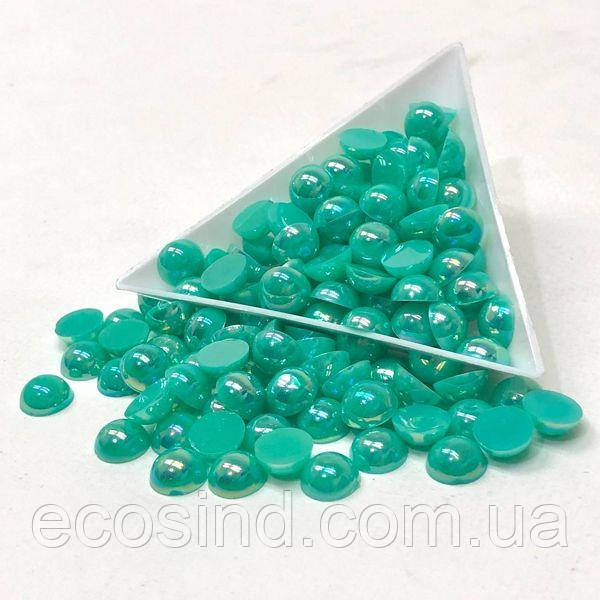 Напівбусини перламутрові 8мм, 10 гр/уп - колір бірюзовий #А28 з покриттям АВ, фото 1