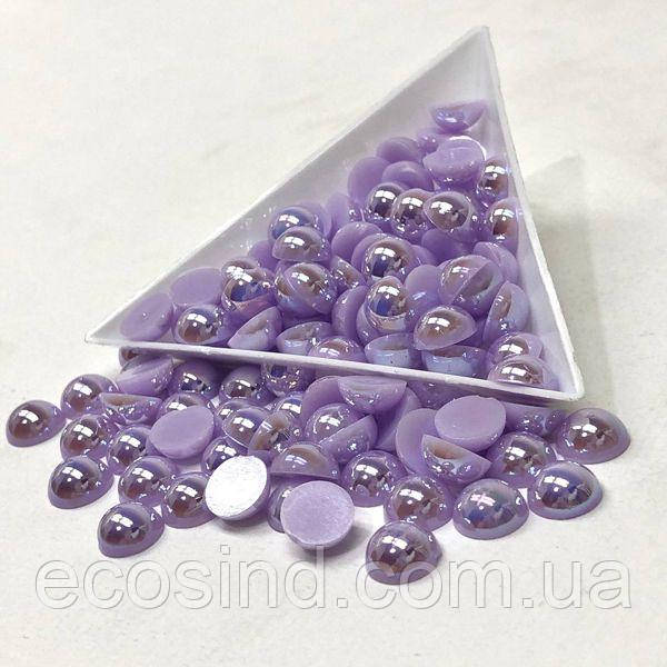Напівбусини перламутрові 8мм, 10 гр/уп - колір бузковий #А27 з покриттям АВ, фото 1