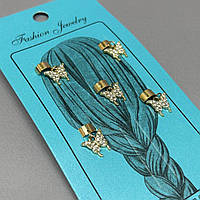 Прикраса для волосся та косичок - набір 5 шт Метелики золото