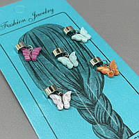 Прикраса для волосся та косичок - набір 5 шт Метелики перламутр