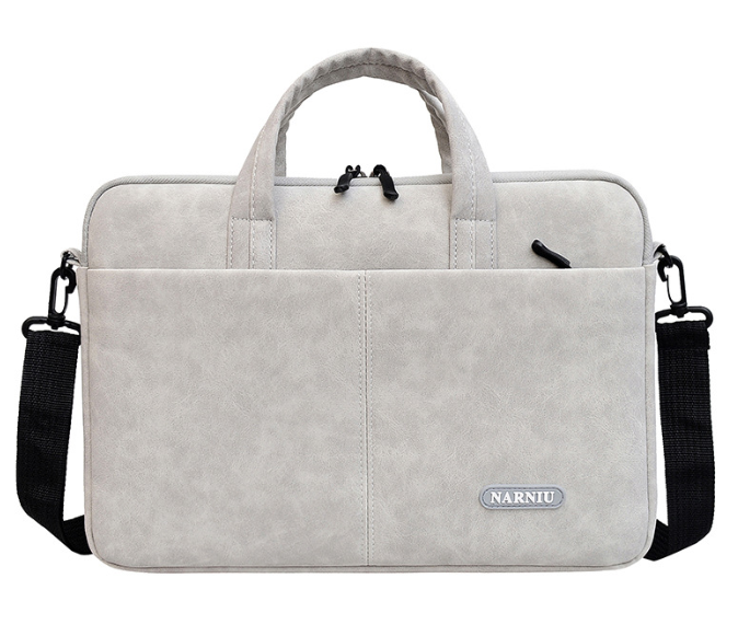 Сумка для ноутбука поліуретан сіра світла 15.6" Narniu портфель вологозахисний під ноутбук 15 дюймів світло-сірий, фото 1