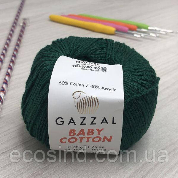 Пряжа Gazzal – Baby Cotton колір 3467 Смарагд