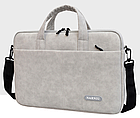 Сумка для ноутбука поліуретан сіра світла 15.6" Narniu портфель вологозахисний під ноутбук 15 дюймів світло-сірий, фото 2