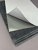 Фоаміран графіт з гліттером клейова основа 1,6 мм, 1 аркуш А4