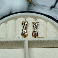 Сережки Xuping Jewelry з білим цирконом з медичного сплаву 17х7 мм XC-1502