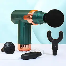 Перкусійний масажер для тіла + 4 насадки з USB JY760, Зелений