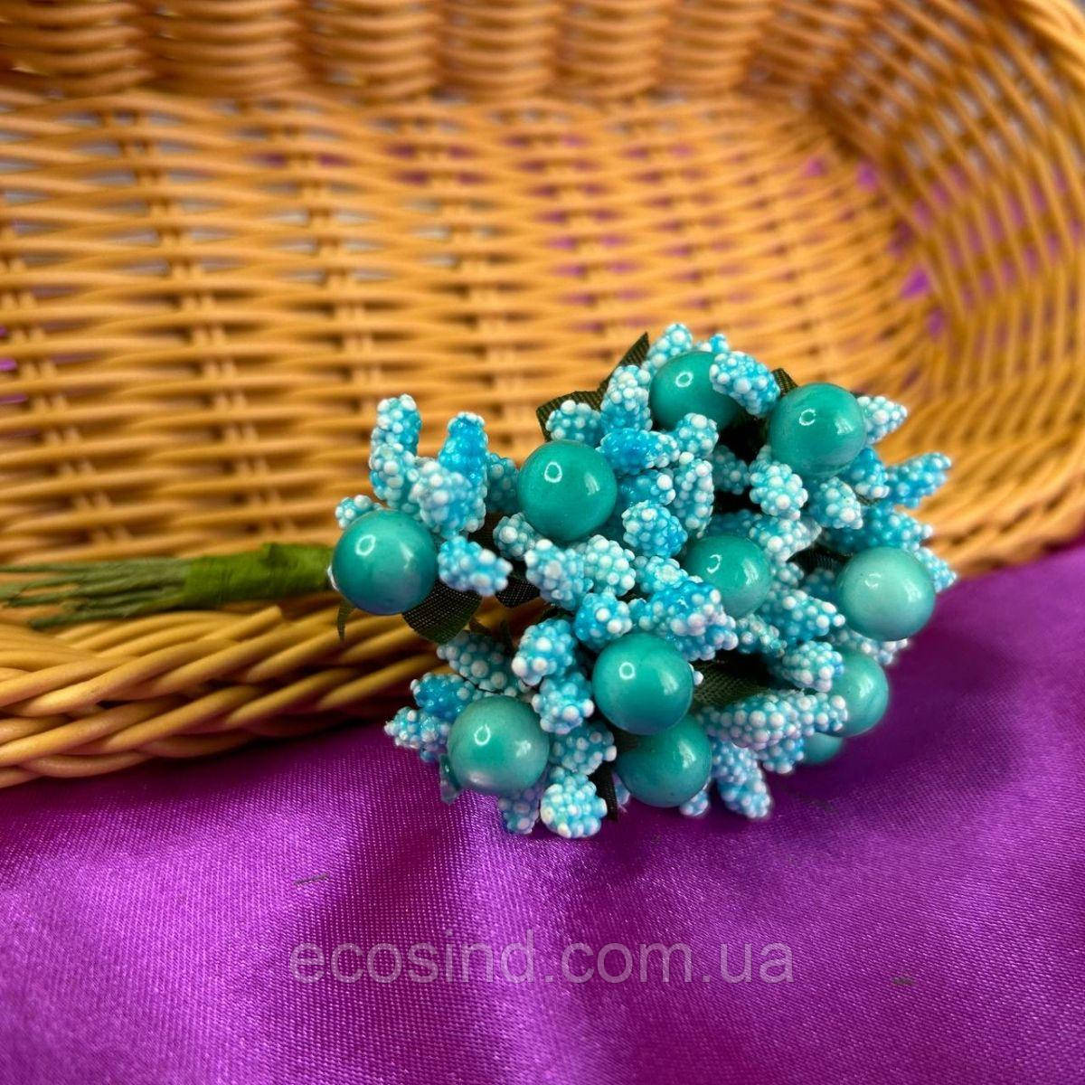 Тичинки в букеті на гілці 8,5 см - бірюзовий, фото 1