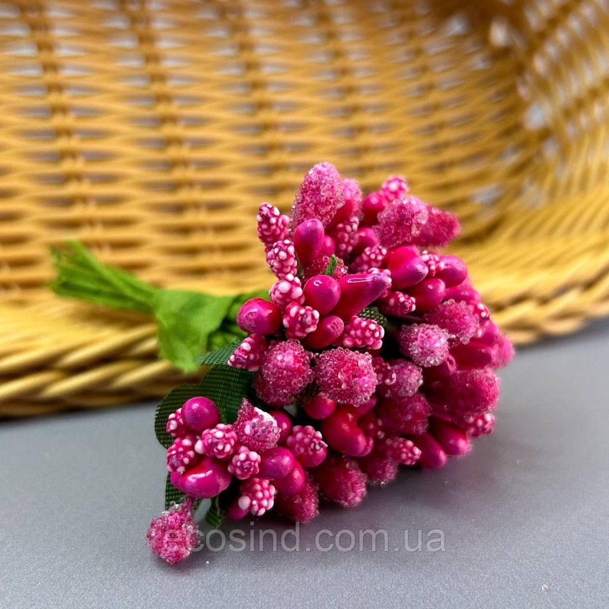 Тичинки в букеті на гілці 8,5 см - малиновий, фото 1