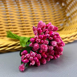 Тичинки в букеті на гілці 8,5 см - малиновий