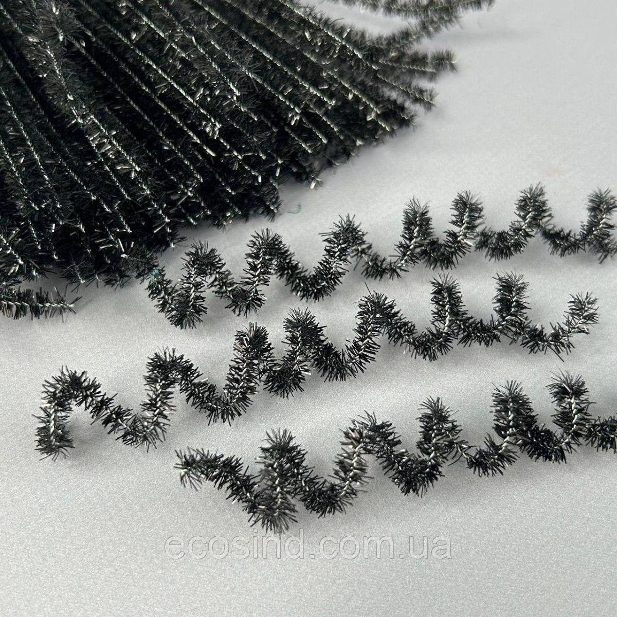 Синельний дріт люрекс - Чорний зі сріблом, фото 1