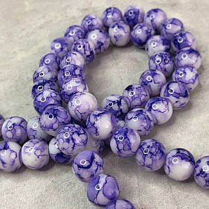 Намисто керамічне під мармур 8 мм - бузкова акварель