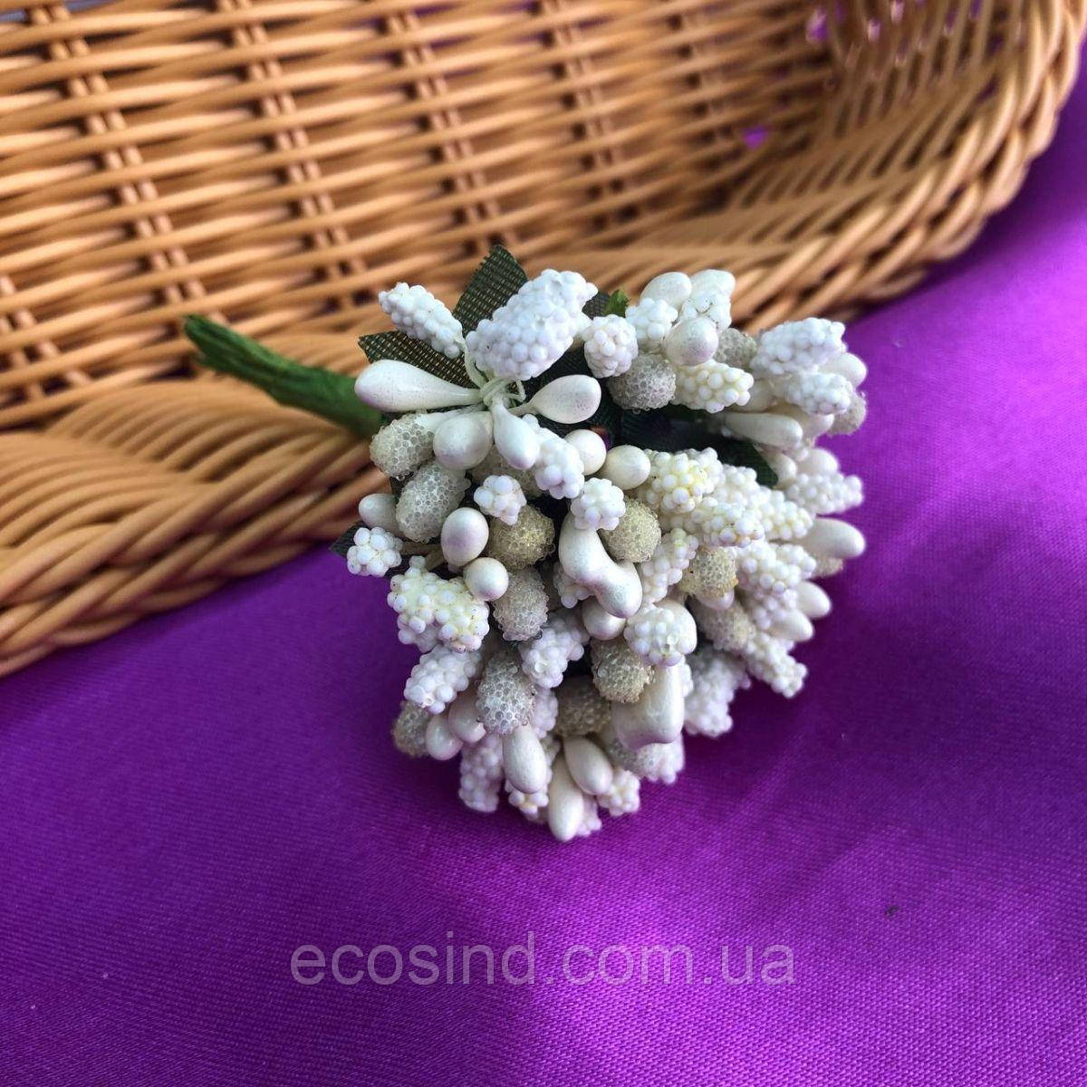 Тичинки в букеті на гілці 8,5 см - молочний, фото 1