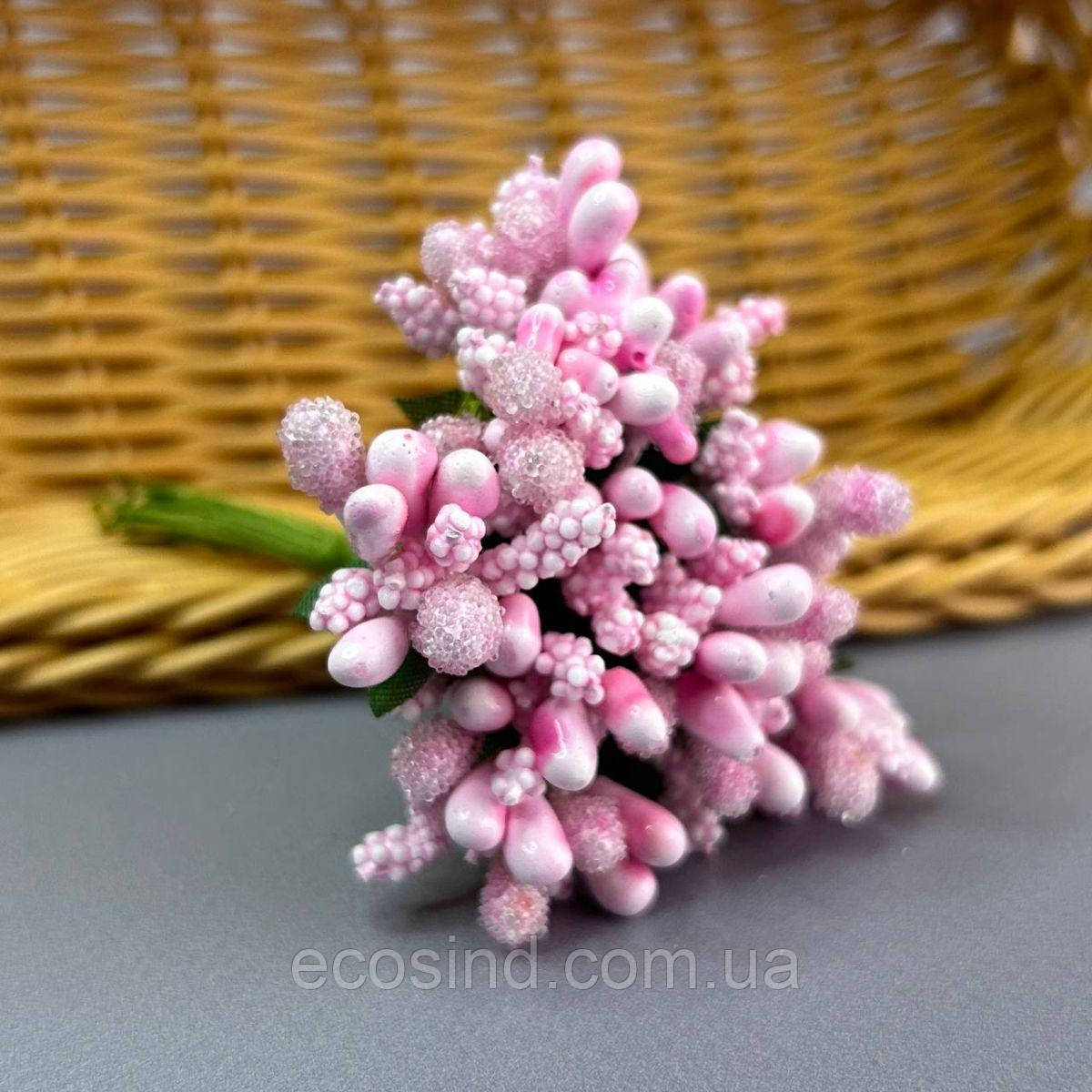 Тичинки в букеті на гілці 8,5 см - рожевий, фото 1