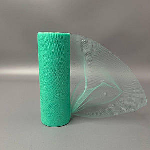 Фатин у рулоні з напиленням - 15см, моток 9 м - бирюзовый