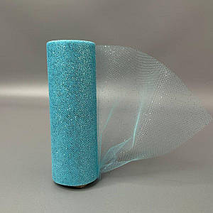 Фатін у рулоні з розпиленням-15 см, моток 9 м - блакитний