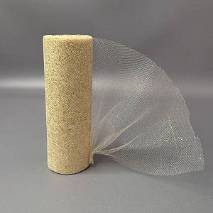 Фатин у рулонах 15см, моток 9 м - золотий (прозорий)