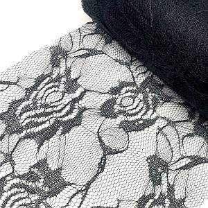 Фатин гіпюровий 15 см - чорний, 9м