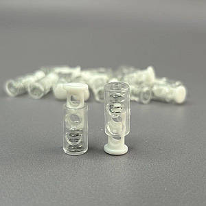 Фіксатор для шнура пластиковий, прозорий - 20 мм - білий