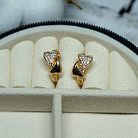 Сережки Xuping Jewelry Сердечки з білим цирконом з медичного сплаву 15х8 мм XC-2690