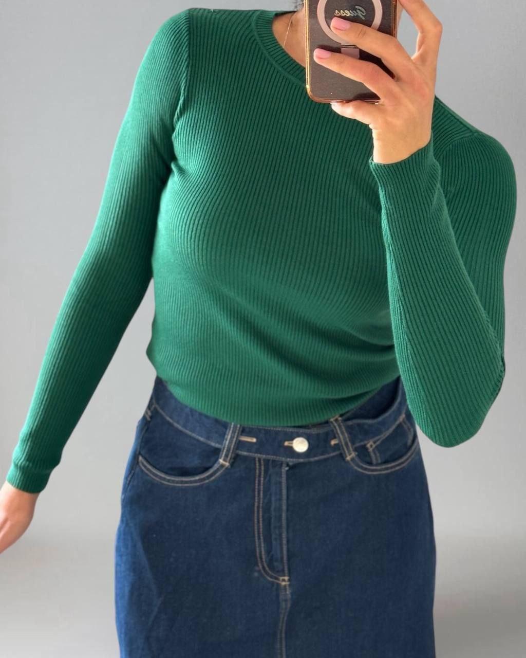 Базовий однотонний трикотажний светр, фото 1