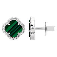 Срібні сережки Конюшина з малахітом (40082.1)