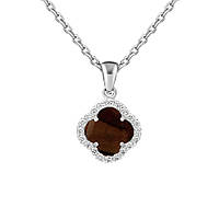 Серебряный кулон Клевер с тигровым глазом (7374.5)