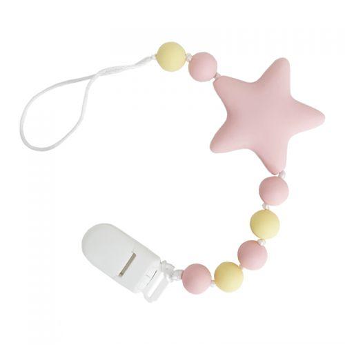 Силіконова ланцюжок для пустушки "Зірочка", рожевий [tsi152985-TSI], фото 1