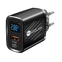 Заряджання Блочкок USB+PD 20 Wольтметр-амперметр Black