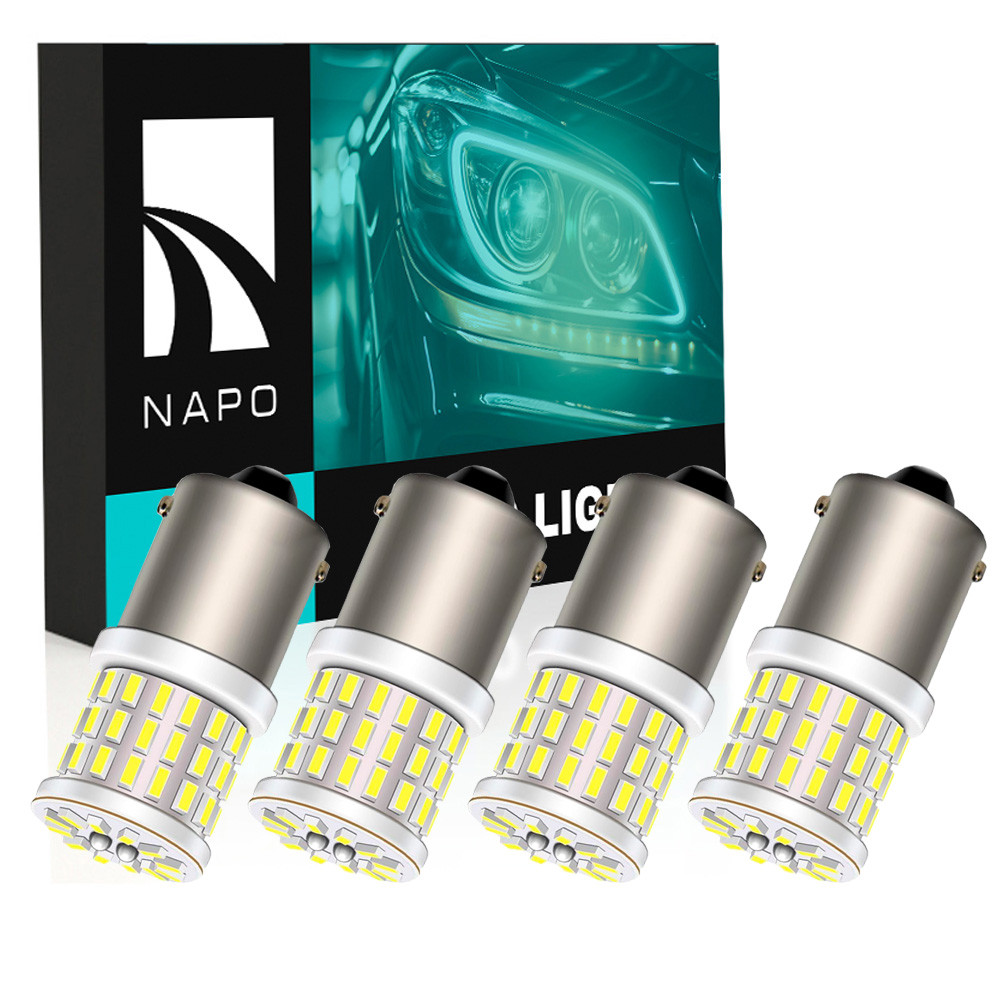 Комплект світлодіодних ламп NAPO LED 1156-3014-57smd-ceram P21W 1156 BA15S колір світіння білий 4 шт, фото 1