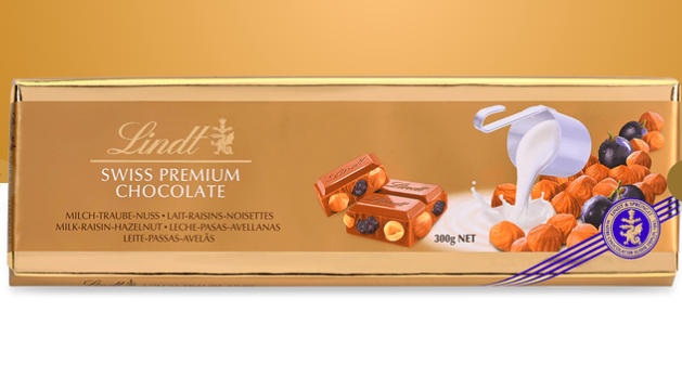 Молочний шоколад 🍫 Lindt "Milk Raisin Hazelnut". 300 гр. Швейцарія.