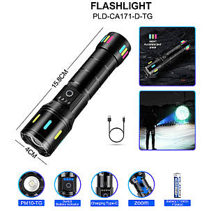 Ліхтар NIGHT VISION FLUORESCENCE CA171-D 1 РЕЖИМ WHITE LASER LED PM10-TG, індикація заряду, 1x18650/3xAAA, ЗП, фото 3