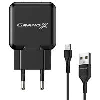 Оригінал! Зарядний пристрій Grand-X CH-03UMB (5V/2,1A + DC cable Micro USB) Black (CH-03UMB) - Вища Якість!