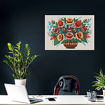 Картина на полотні "Петриківський розпис, Квітковий букет", 43×60см, фото 6