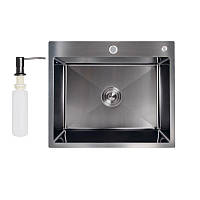 Кухонна мийка Lidz H6050B 3.0/0.8 мм Brush Black (LDH6050BPVD3008)