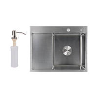 Мийка для кухні з крилом інтегрована ліва Lidz Handmade H6350L (LDH6350BRUL45588) Brushed Steel 3,0/1,0 мм