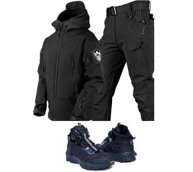 Комплект одягу SoftShell софтшел Gwild Чорний на флісі розмір M+ Черевики Cyclope Чорні з автошнурівкою