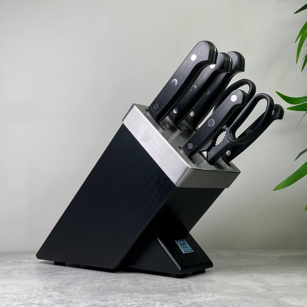Набір ножів Zwilling Gourmet 7 предметів із самозаточуванням чорний